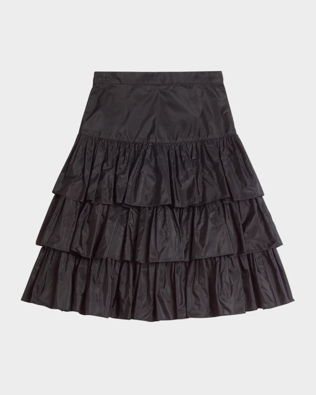 Tiered Ruffle Silk Skirt